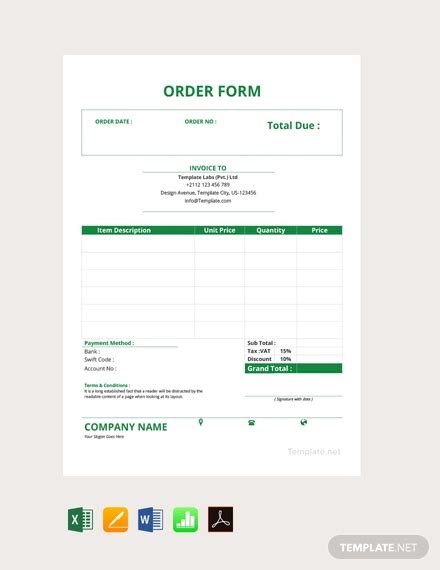 Work order template Google Sheets