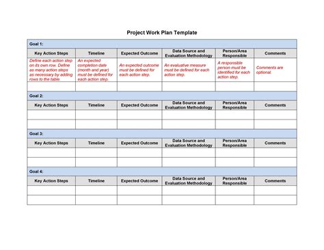 Work Plan Template Example