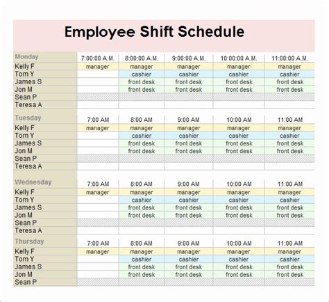 Work Schedule Template with Break Reminders