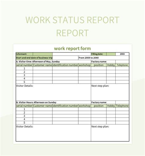 Work Status Report Template