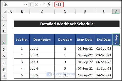 Workback Schedule Template 5