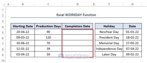 Workday Function with Holidays