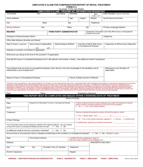 Workers Compensation Benefits Form