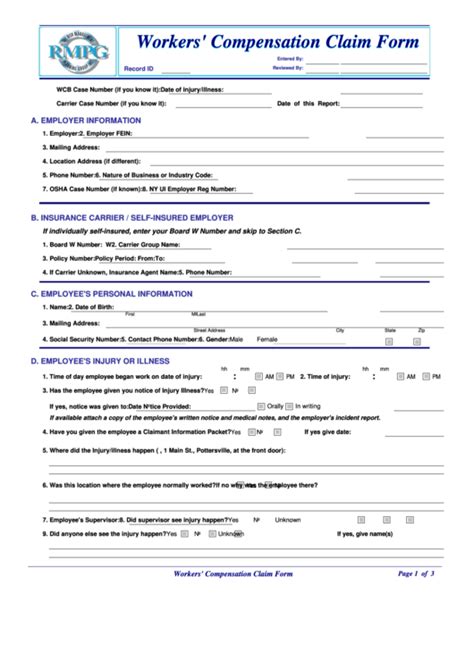 Workers Compensation Claim Form