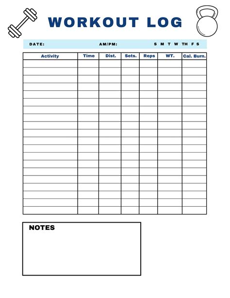 workout log chart