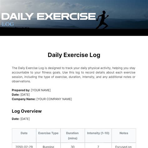 Workout Log Template