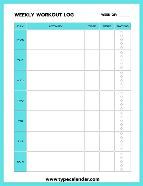 Workout Log Template Excel