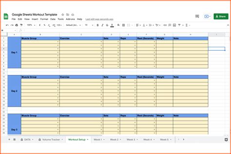 Workout Log Template Google Sheets