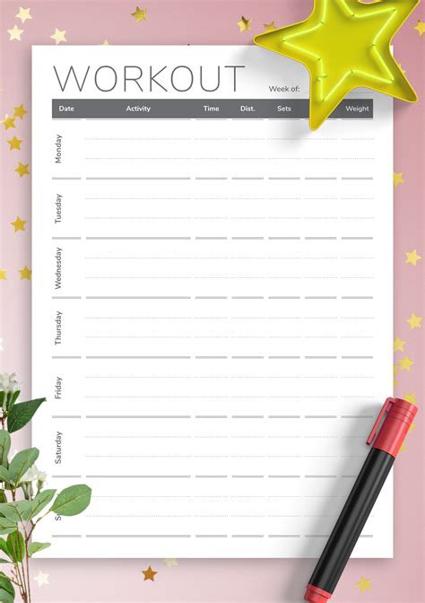 Workout Plan Template Printable