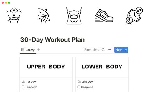 A workout planner template for Notion