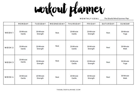 Workout Schedule Excel Template Example 9