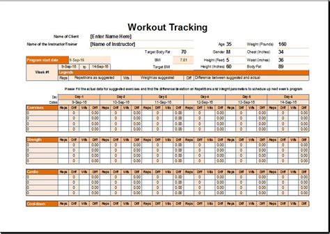 Workout Schedule Excel Template Tips