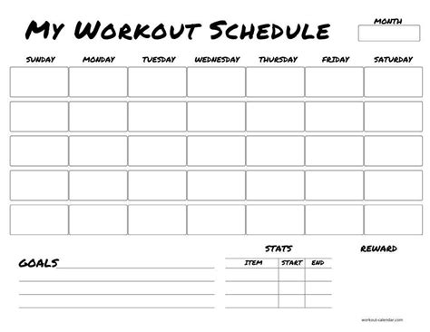 Workout Schedule Template