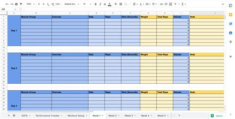 Workout Schedule Template Google Sheets