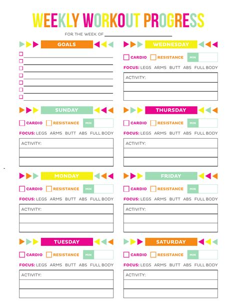 Workout Schedule Template with Progress Tracking