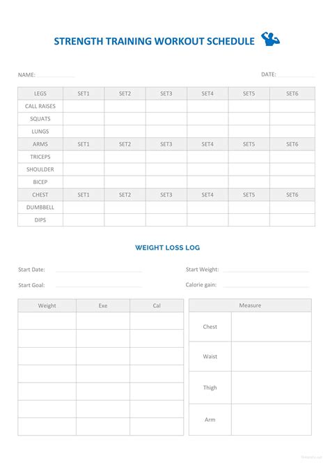 Workout Template Strength Training