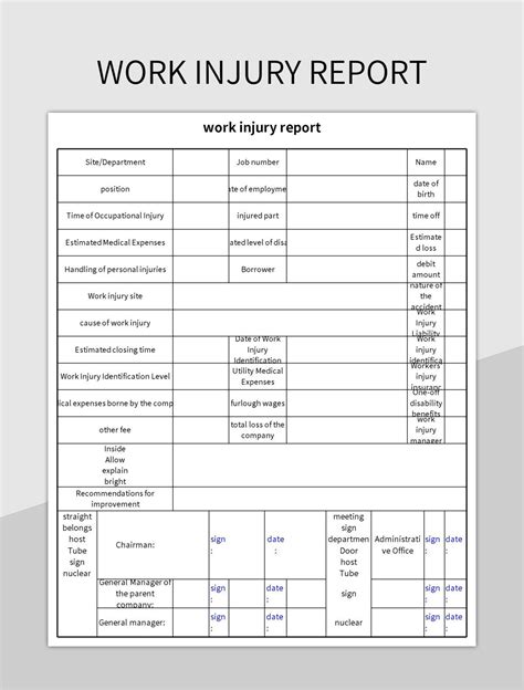 Workplace Injury Report Template