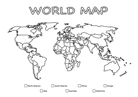 World Map Coloring Printables For Kids