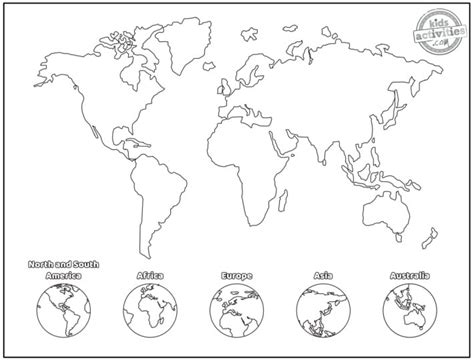 World Map Coloring Printables For Kids