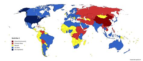 A world map with a red, ominous glow, indicating a possible World War 3