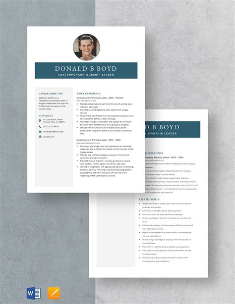 Worship Leader Resume Template Feedback