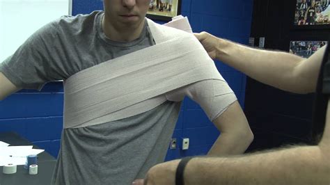 Wrapping a shoulder with an Ace bandage