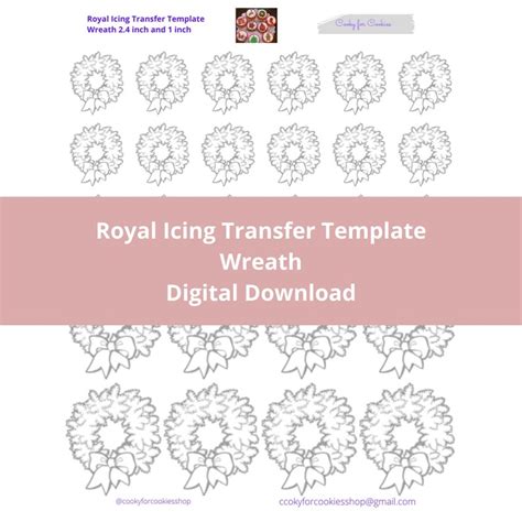 Wreath Royal Icing Transfer Template