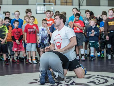 Young wrestlers training at camp