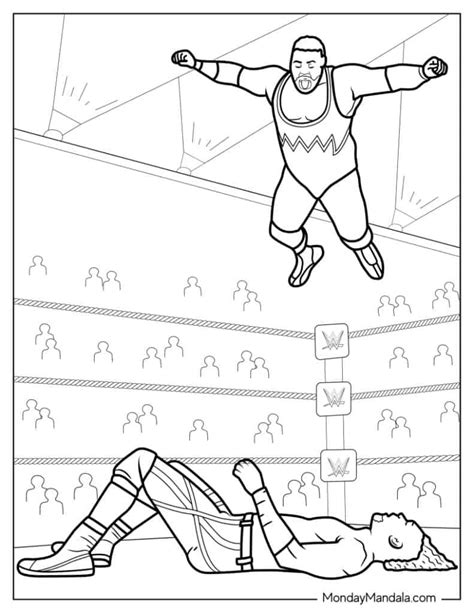 Wrestling-themed coloring pages for kids