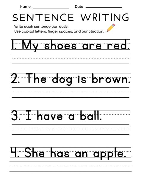 Writing sentences worksheet for 3rd graders