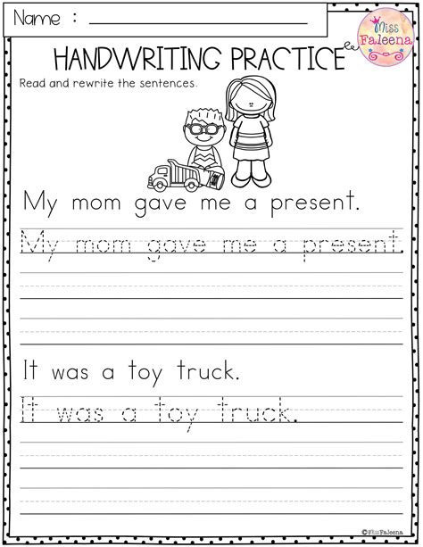 Writing Worksheets Example 5