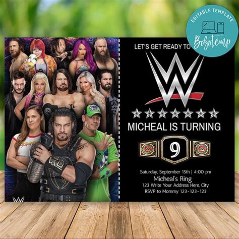 WWE Birthday Invitations