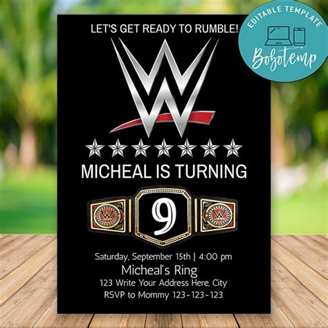 WWE Themed Party Invitations