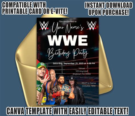 WWE Wrestler Cutout Invitation