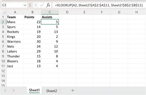 XLOOKUP formula example