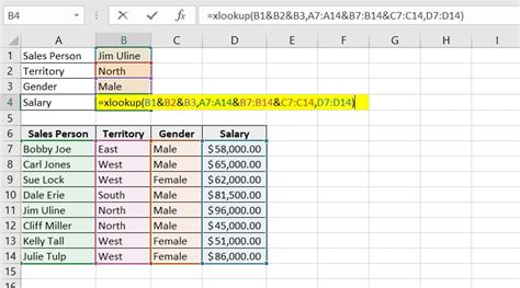 XLOOKUP Multiple Criteria Example