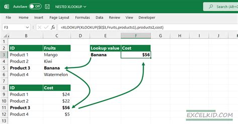 XLOOKUP Nested Lookup Example