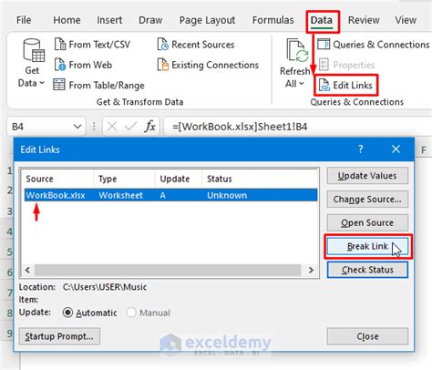 Break Links using XML Editor