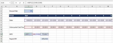 XNPV Function Example