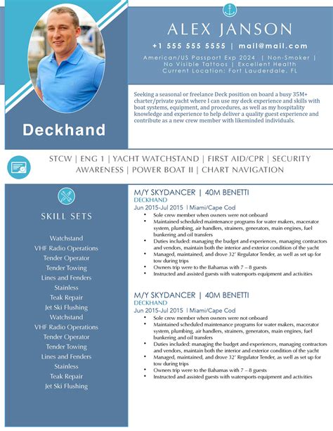 Yachting CV Template 2