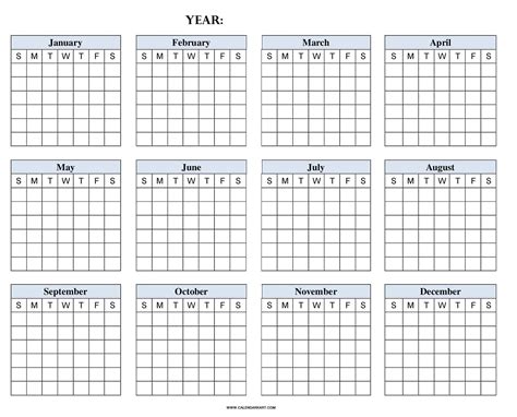 Year at a Glance Planner PDF Template