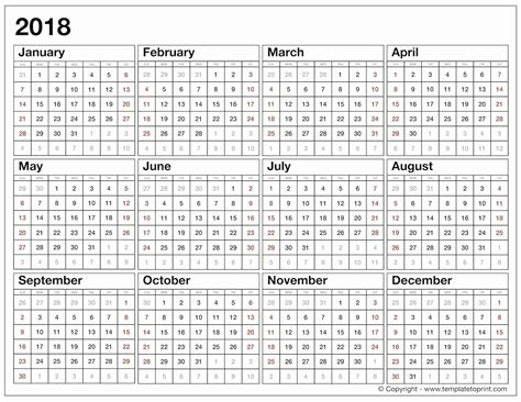 Year At A Glance Printable Calendar Templates