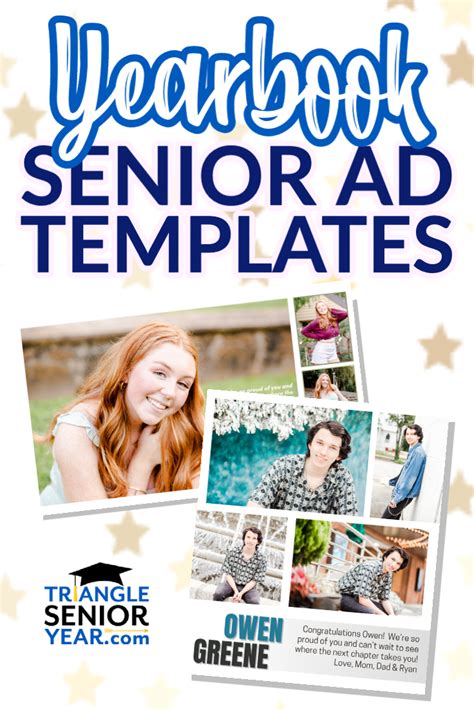 A yearbook ad template with a photo of a student and text overlay