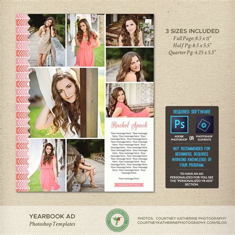 A yearbook ad template with images and graphics