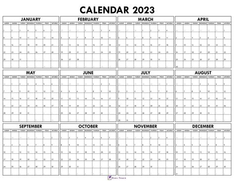 Yearly calendar template