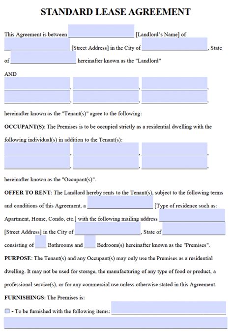 Yearly Lease Agreement Template