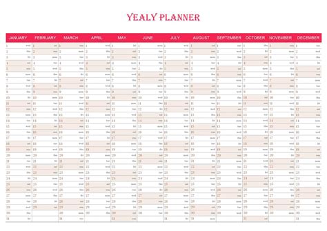 A yearly planner template in OneNote