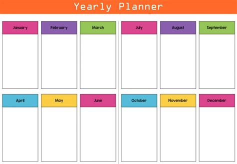 Example of a yearly planner template in OneNote