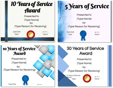 Years of Service Certificate Template