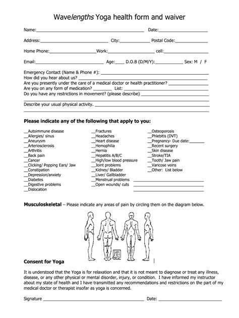 Yoga Intake Form Template Example 2